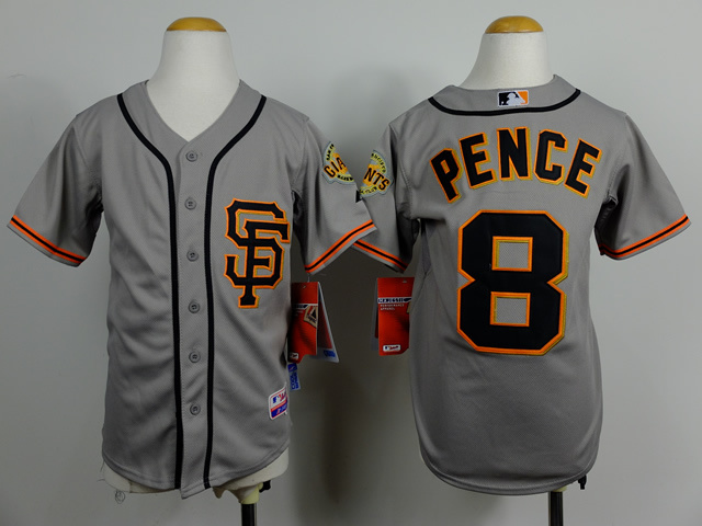 Youth San Francisco Giants #8 Pence Grey MLB Jerseys->->Youth Jersey